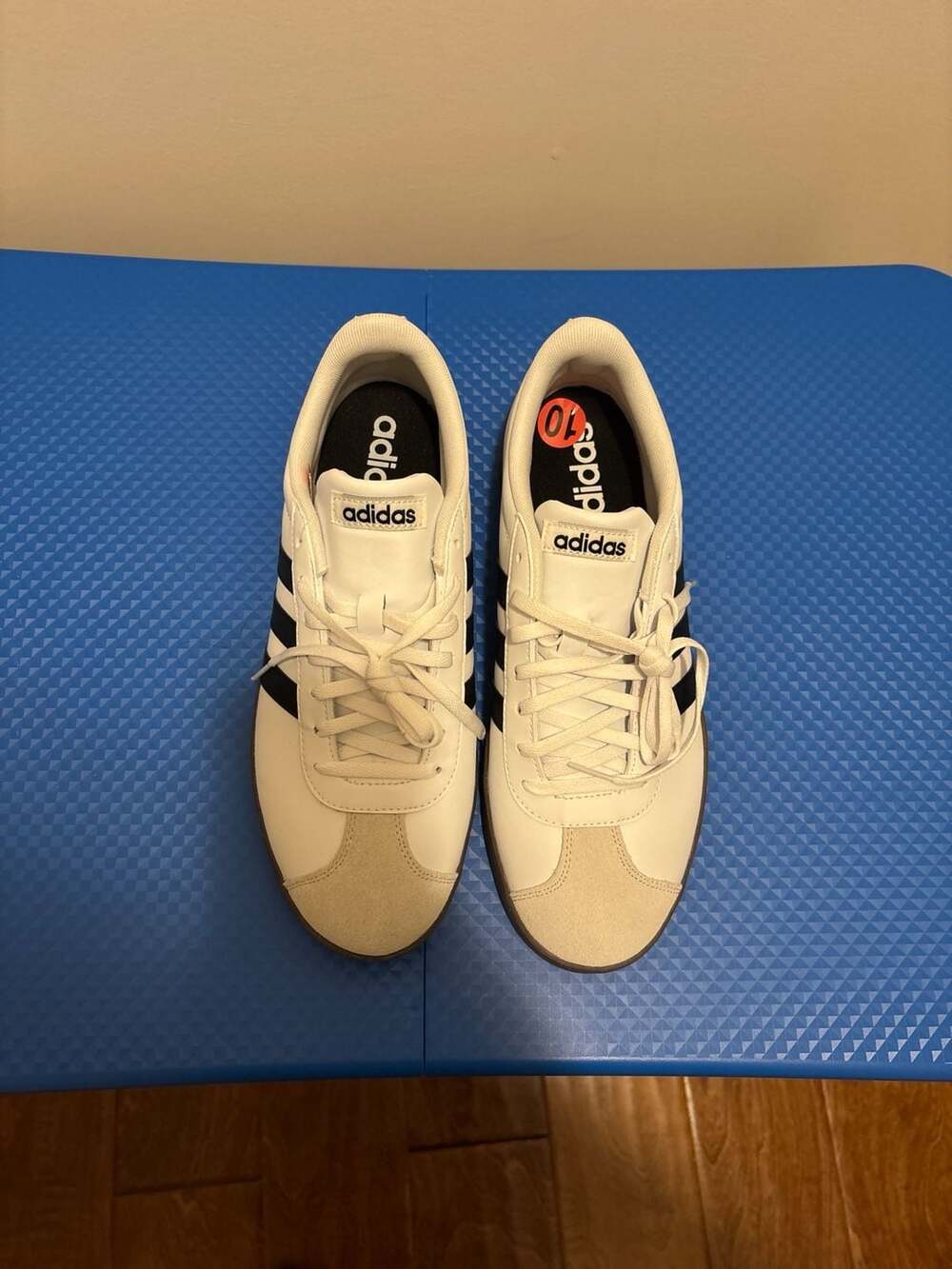 Adidas VL Court 2.0 White Black Gum Sole Sneakers Size 10
